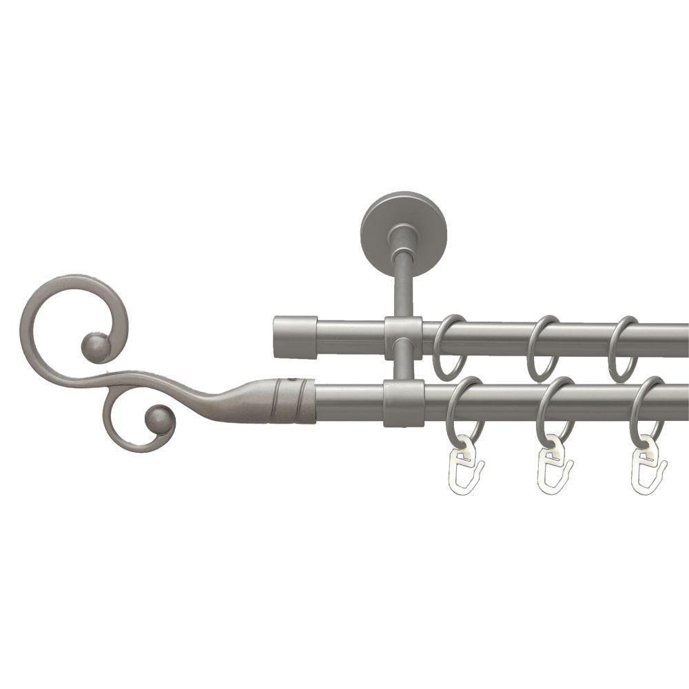 Карниз Orvit Флорес металевий дворядний закритий гладка труба кільце металеве Сатин 16\16 мм 300 см (00-00022684) Львів - фото 1