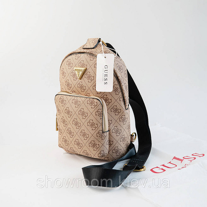Мужская сумка бананка, барсетка на пояс и на грудь (слинг) Guess (7519) коричневая Киев - изображение 1