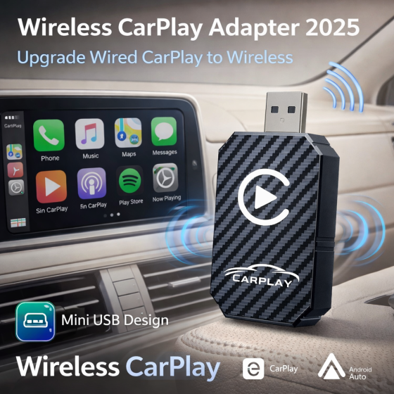 Бездротовий адаптер CarPlay 2025 для оновлення дротового CarPlay до бездротового, дизайн Mini USB-C/Type-C, для автомобілів Київ