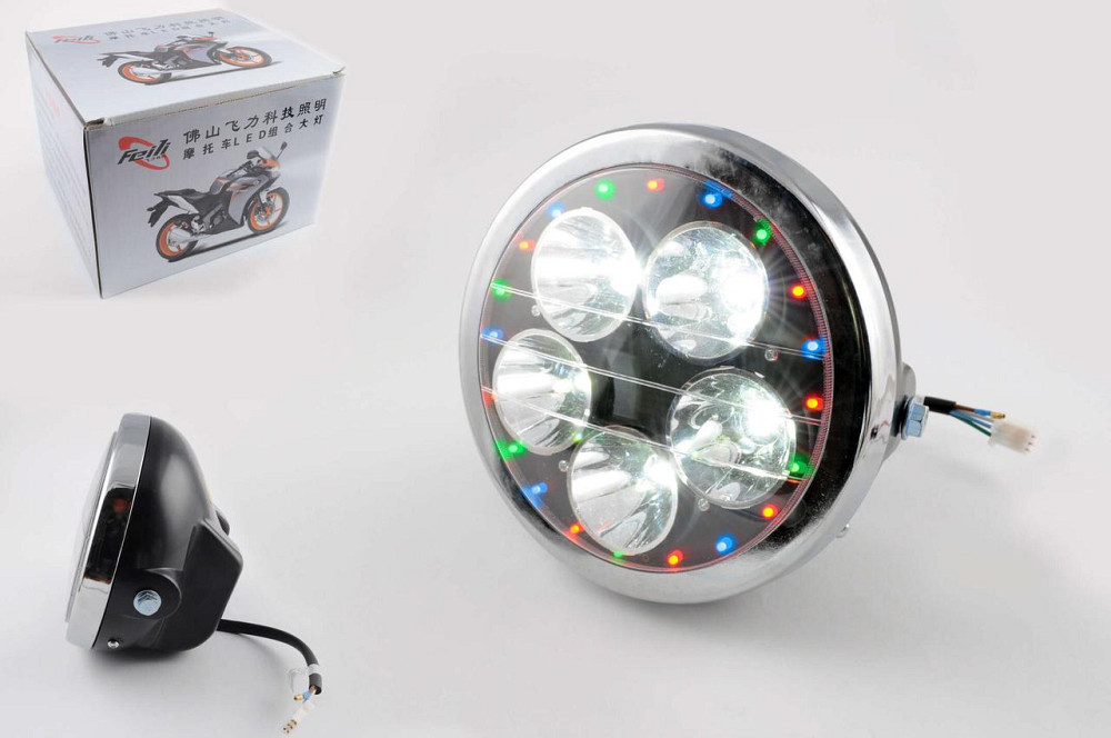 Фара светодиодная круглая (крепеж 18 см, многоцветная подсветка, пластик) Мукачево - изображение 1