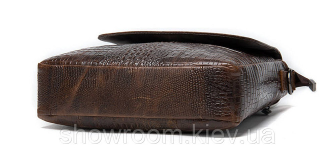 Чоловічі шкіряні сумки під рептилію Leather Collection (8857) brown Київ - фото 7