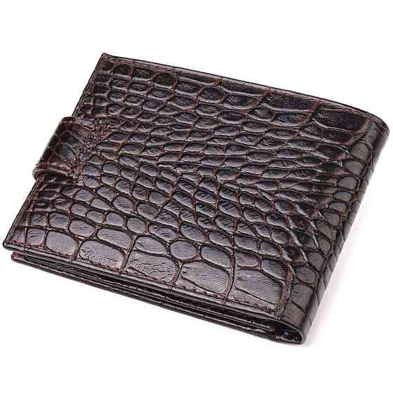 Оригінальний чоловічий гаманець із натуральної фактурної шкіри Коричневий (CANPELLINI) Київ