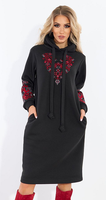 Теплое платье с  вышивкой (46-48) Киев - изображение 1