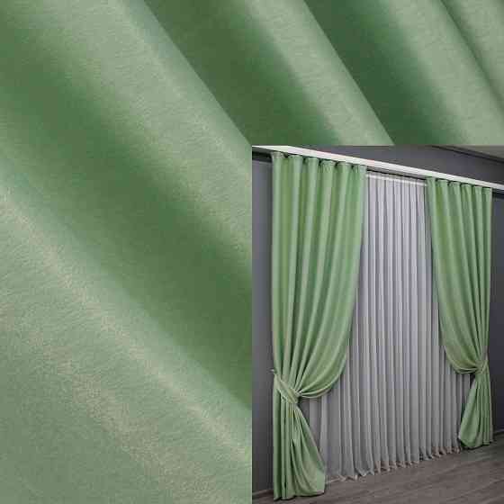 Комплект готовых штор VR-Textil Лен-софт № 1421ш Светло-салатовый 150х275 см 2 шт (33-0288) Киев
