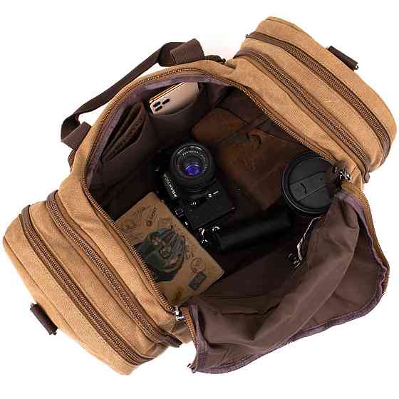 Дорожня сумка текстильна Vintage 20666 Коричнева Київ