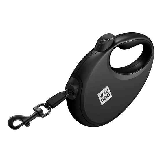 Поводок-рулетка для собак WAUDOG R-leash с контейнером для пакетов, светоотражающая лента, L, до 40 кг, 5 м, черный Киев
