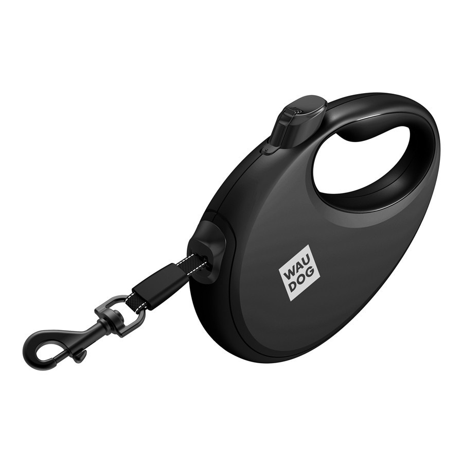 Поводок-рулетка для собак WAUDOG R-leash с контейнером для пакетов, светоотражающая лента, L, до 40 кг, 5 м, черный Киев - изображение 5