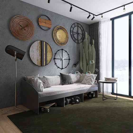 Ліжко односпальне Еверест Комфорт 3 193х84х59 см Графіт (DTM-5729) Дніпро