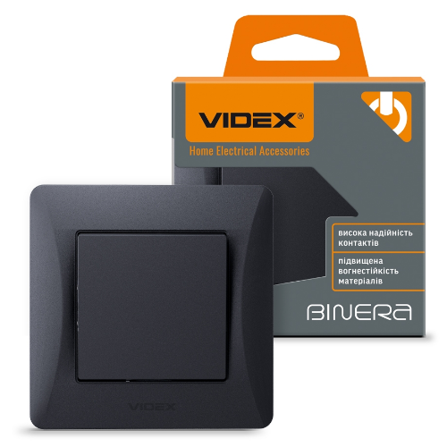BINERA чорний графіт Вимикач внутрішній 1кл Videx Житомир - фото 1