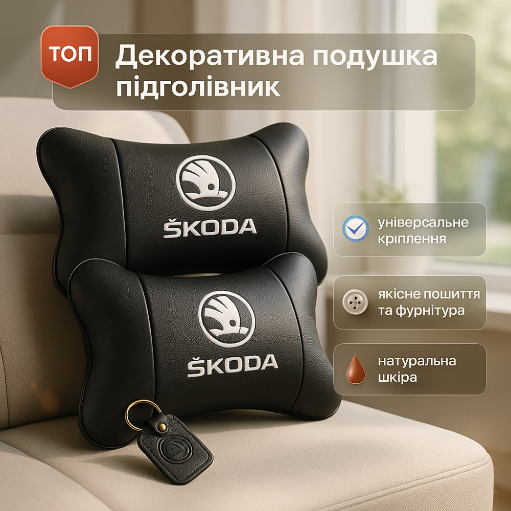 Подушка под голову для поездок Skoda Шкода, Мягкая подушка для путешествий подголовник GY-22 Львов - изображение 19