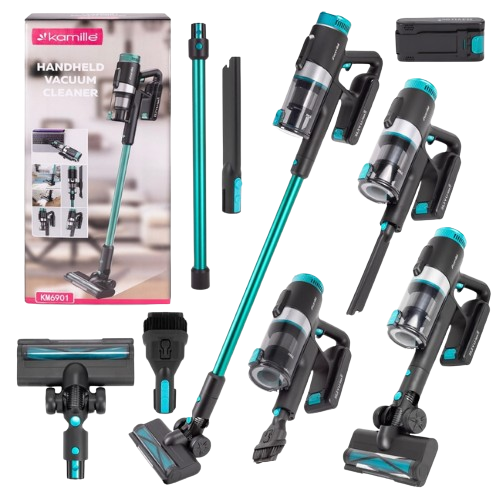 Пилосос бездротовий 135W вертикальний 2в1 чорний/зелений 6901 KAMILLE Житомир - изображение 8