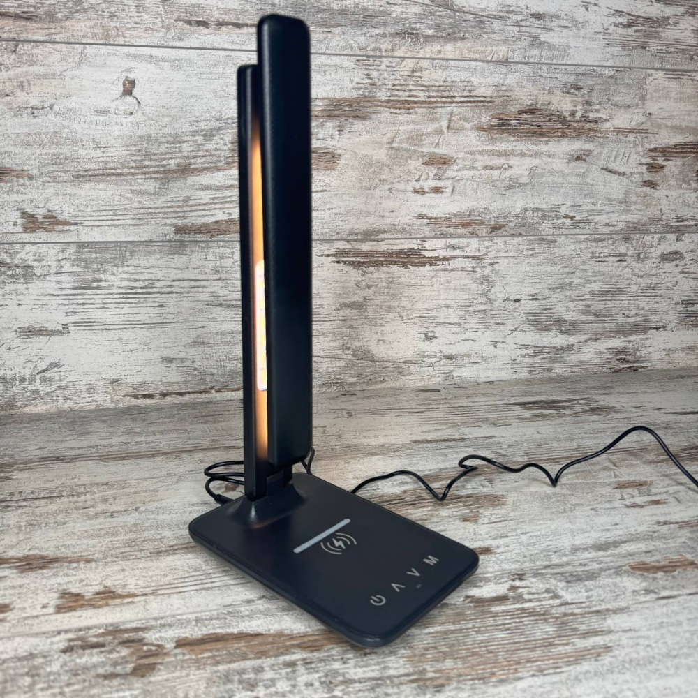 Настольная LED лампа TX26C0 с беспроводной зарядкой 10Вт, ЖК-дисплеем, сенсор, черная Киев - изображение 7