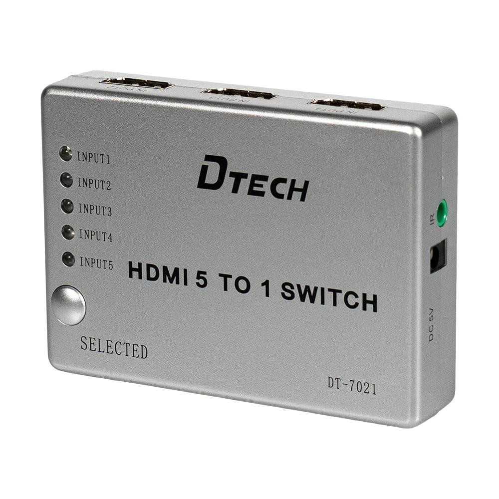Комутатор 4K@30Hz HDMI 5x1 Dtech DT-7021 (MS) (74-00135) Киев - изображение 1