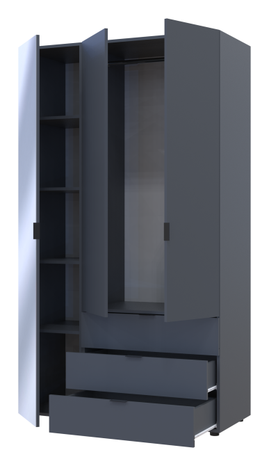 Комплект шкафов для одежды Doros Гелар (2 шт.) 116,5х49,5х203,4 см Зеркало/Графит (DRS-011133) Львов - изображение 4