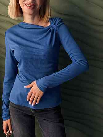 Лонгслів жіночий з асиметричним вирізом "Verdes" | Норма та батал 46-48, Чорний 54-56, Білий Київ
