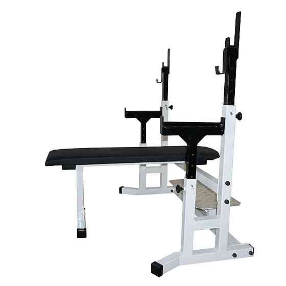 Скамья горизонтальная профессиональная для жима со страховкой и платформой 50 на 50 мм. Киев