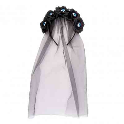 Детский обруч для волос YES! Fun Хелловін Чорна вдова з фатою (974508) Вінниця