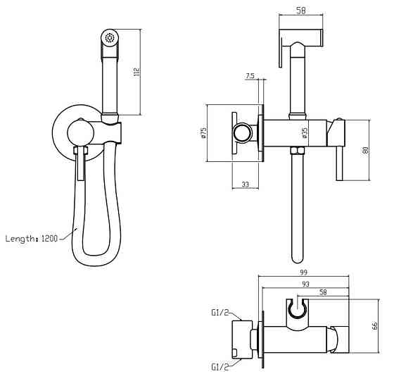 Змішувач для гігієнічного душу Mixxus Premium Hans 002-A Inner з лійкою (MI6920) ( 11360 ) Харків