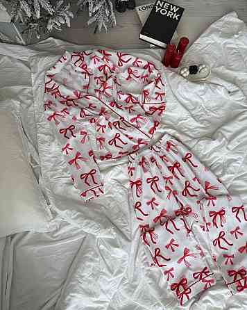 Женская стильная новогодняя пижама софт принт Одесса