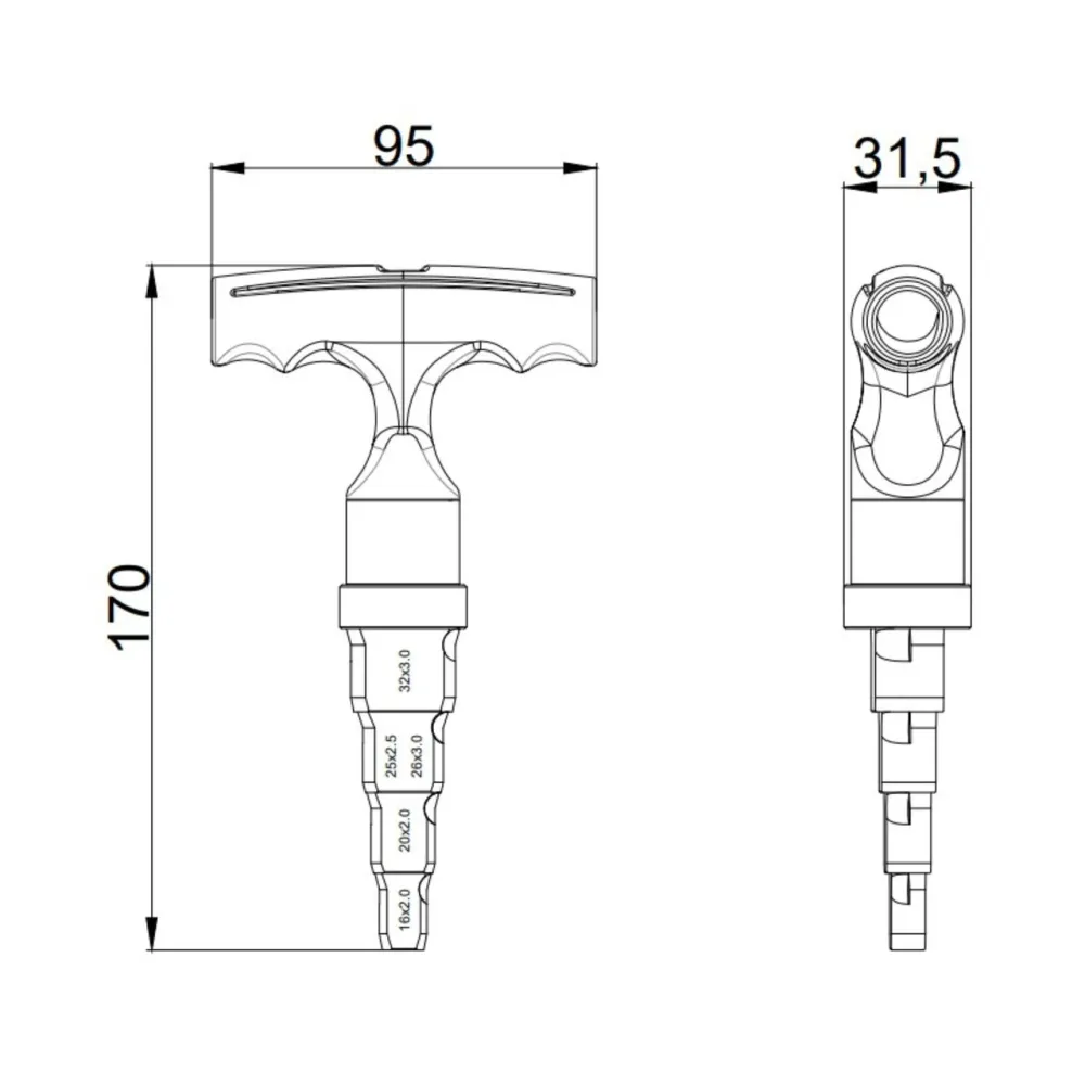 Калібратор із тріскачкою Thermo Alliance для м/п труб d16-32 STD-404 Київ - фото 10