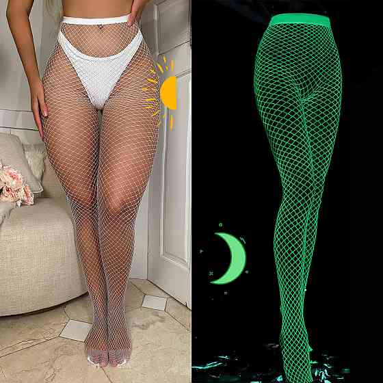 Колготки в сітку люмінесцентні жіночі one size білий Київ