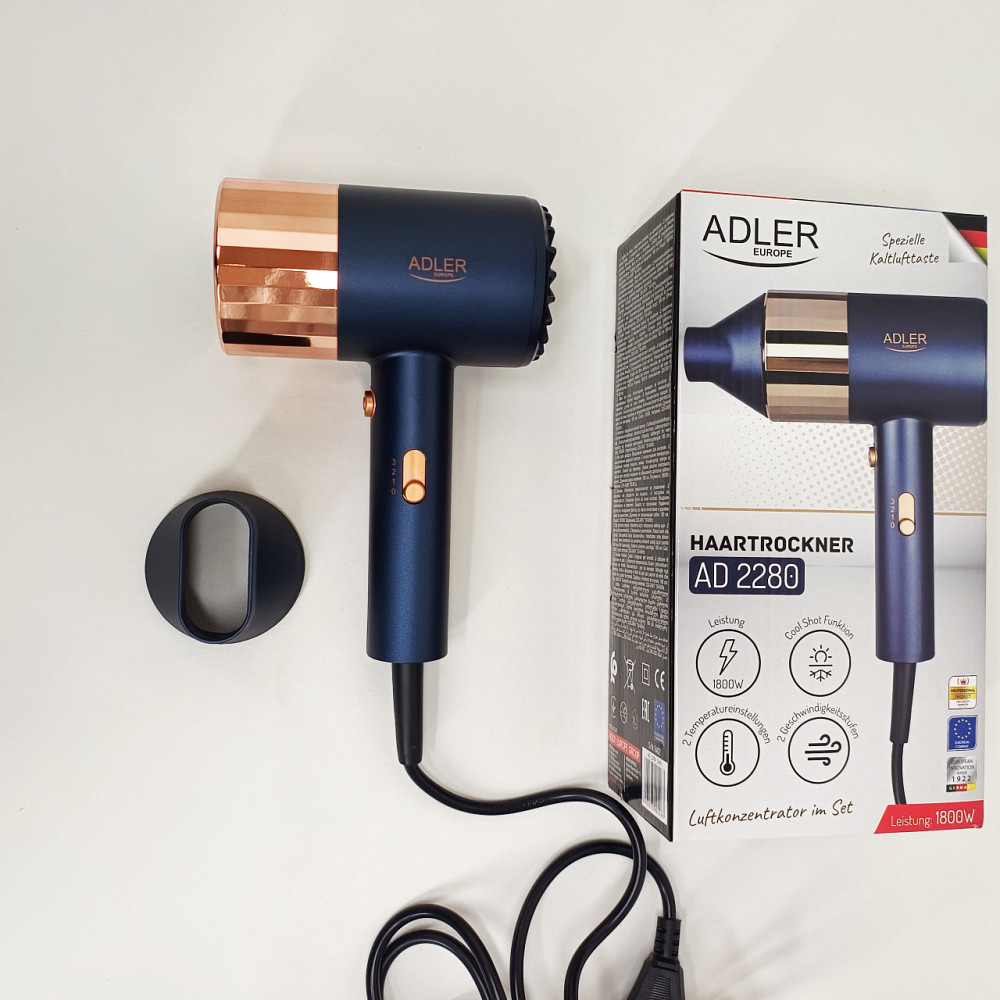 Фен Adler AD 2280 1800Вт 2 швидкості 3 режими холодне повітря концентратор кабель 1,8 м EM-51 Львів - фото 12