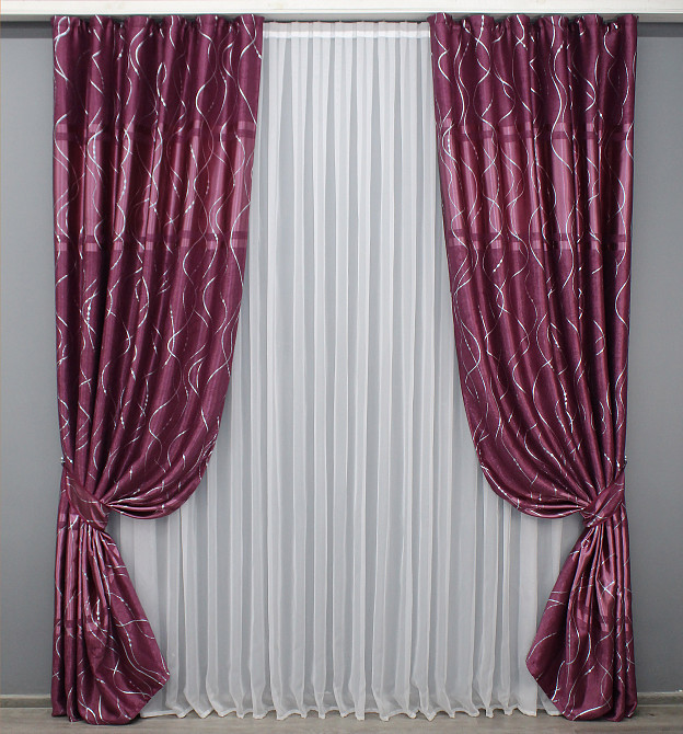 Комплект готовых штор VR-Textil Софт Лиана № 459ш Малиновый 145х270 см 2 шт (39-844) Киев - изображение 2