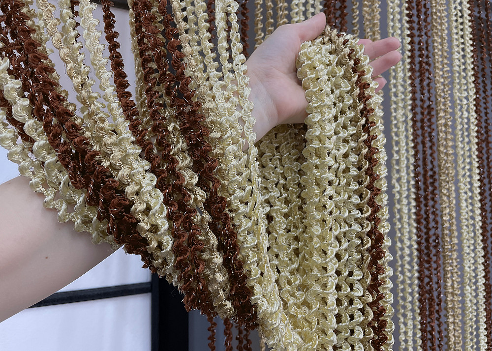 Шторы-нити спираль с люрексом Бежевый с коричневым 300х300см 1 шт (61-074) Киев - изображение 7