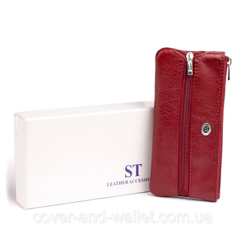 Бордовая женская ключница на два отделения с карабинами под каждый ключ ST 450 Киев - изображение 2