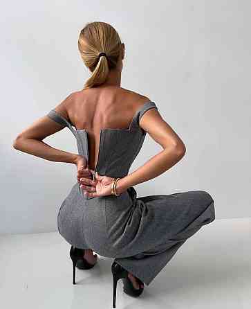 Женский теплый брючный костюм тройка: пиджак топ и штаны кашемир елка Серый, 46 Одесса