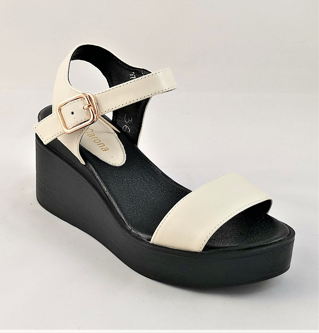 Жінки Сандалія Кожані Босоножки на Танкетці Платформа Білі Літні (розміри: 37) - 73-6 Дніпро - фото 9