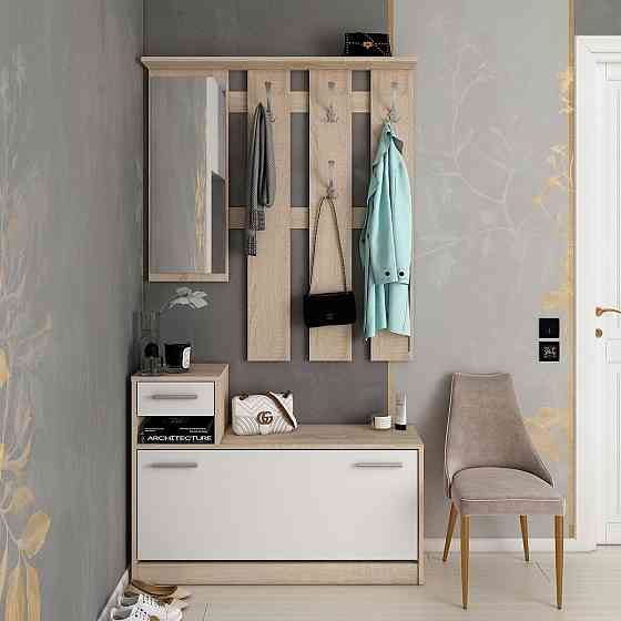 Прихожая с зеркалом Doros Alice 100х25х182,9 см Белый/Дуб cонома (DRS-011331) Львов