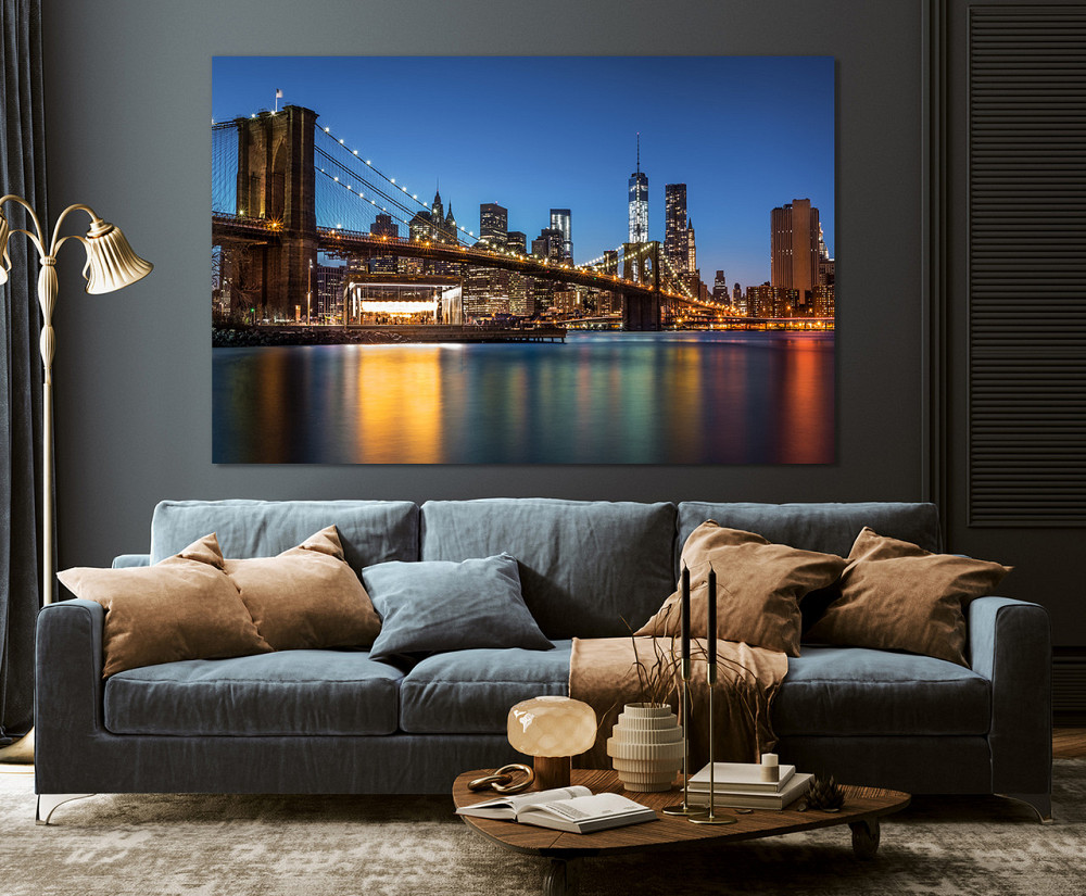 Картина полотно у вітальню / спальню  Бруклінський міст    MLP_391 ( 60х30см ) 50x100 см Київ - фото 3
