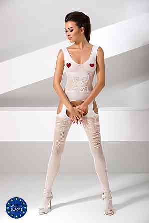 Бодистокинг Passion BS046 white, комбинезон с имитацией чулок Sex Aura Киев