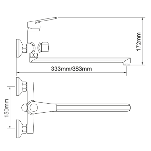 Змішувач S37 d35мм для ванної гусак прямий 350мм дивертор вбудований картрідж (B) Aquatica Житомир - изображение 5