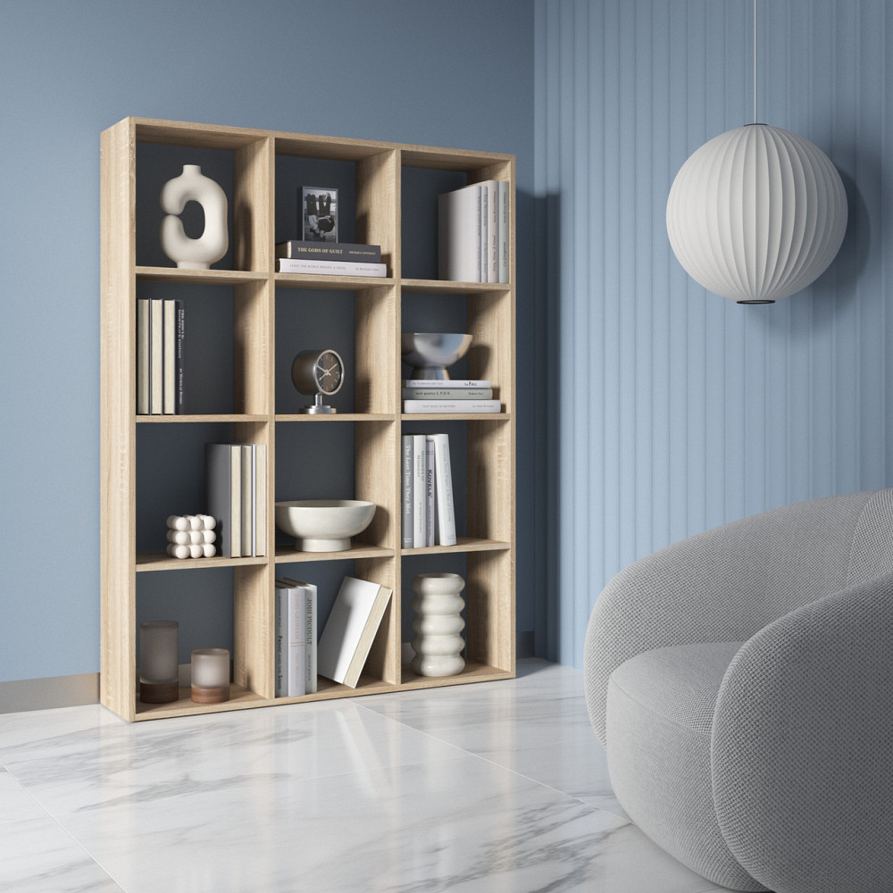 Стелаж VAYS M-8, книжкова полиця на 12 комірок, ЛДСП, 108×29×143 см - для дому, офісу, дитячої або вітальні Львів - фото 2