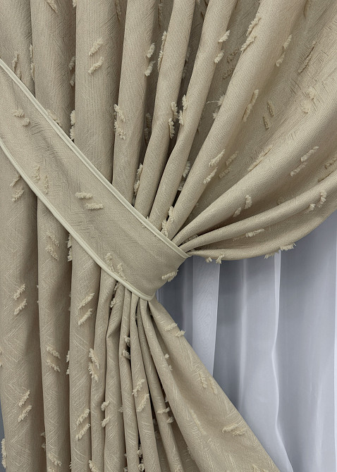 Комплект штор VR-Textil Лен Букле № 1883ш Бежевый 150х270 см 2 шт (33-0909) Киев - изображение 5