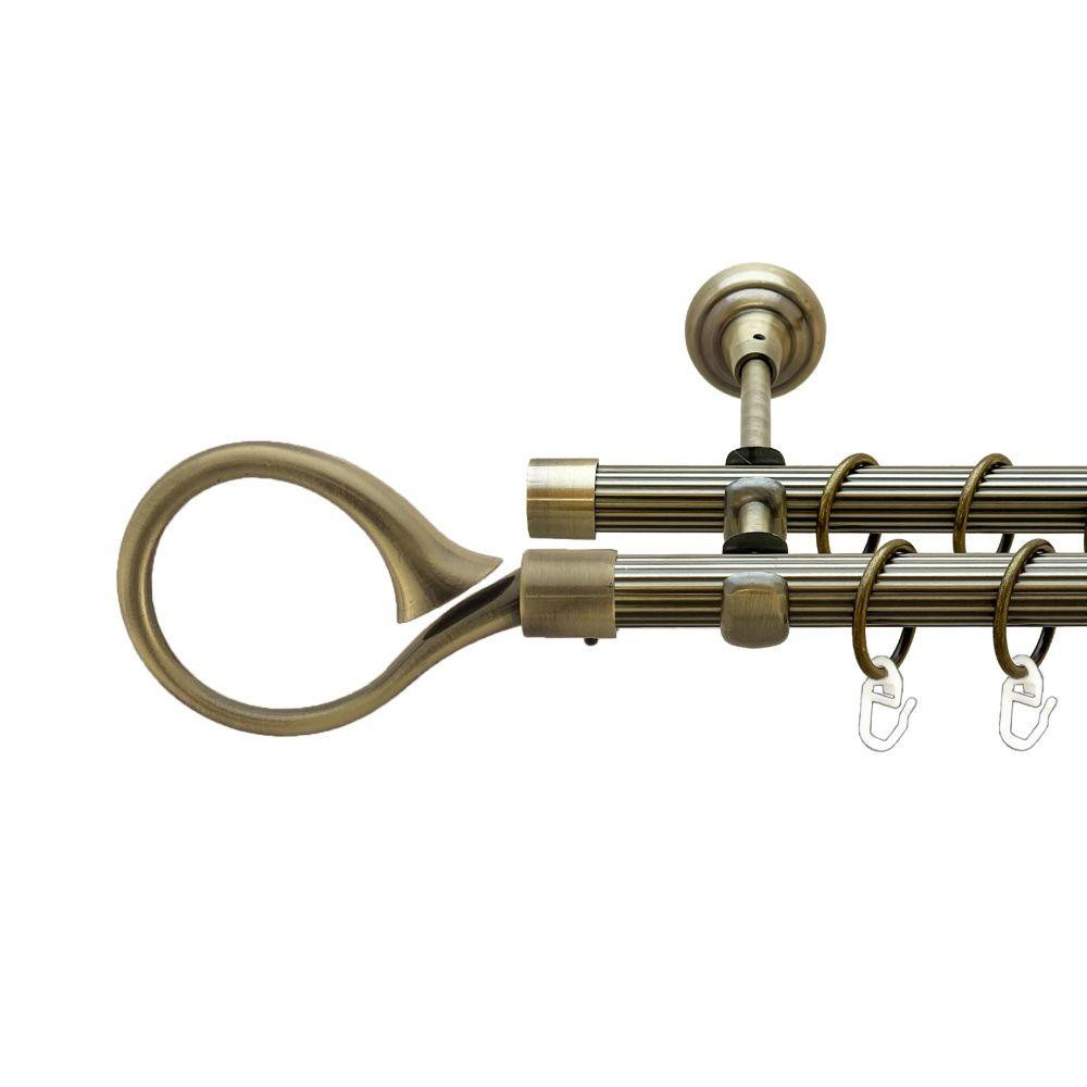 Карниз Orvit Скіпта металевий дворядний відкритий рифлена труба кільце металеве Антик 19\19 мм 160 см (00-00022129) Львів - фото 1