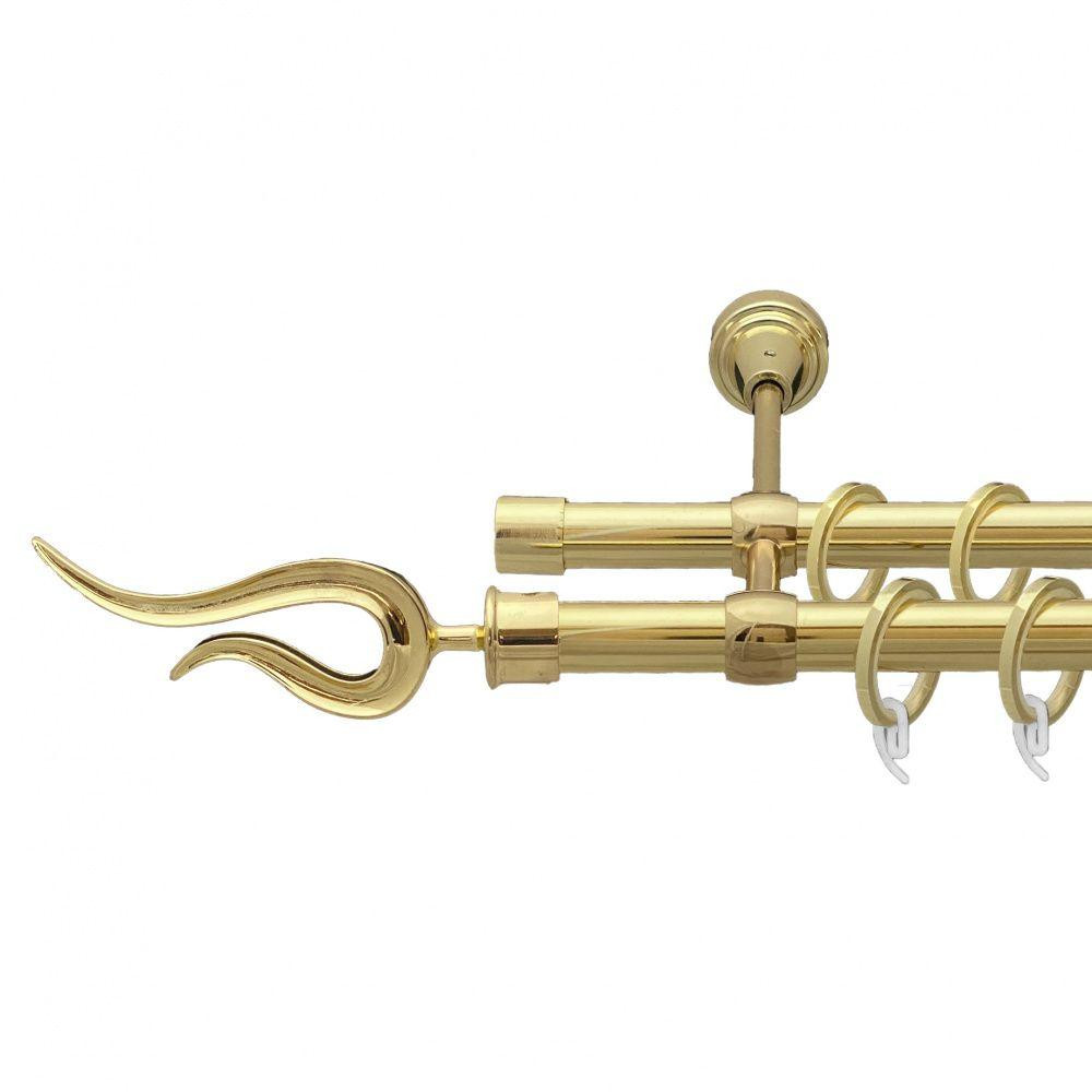 Карниз Orvit Віоло металевий дворядний литий гладка труба кільце фасонне металеве  Золото 19\19 мм 200 см (00-00009431) Львів - фото 1