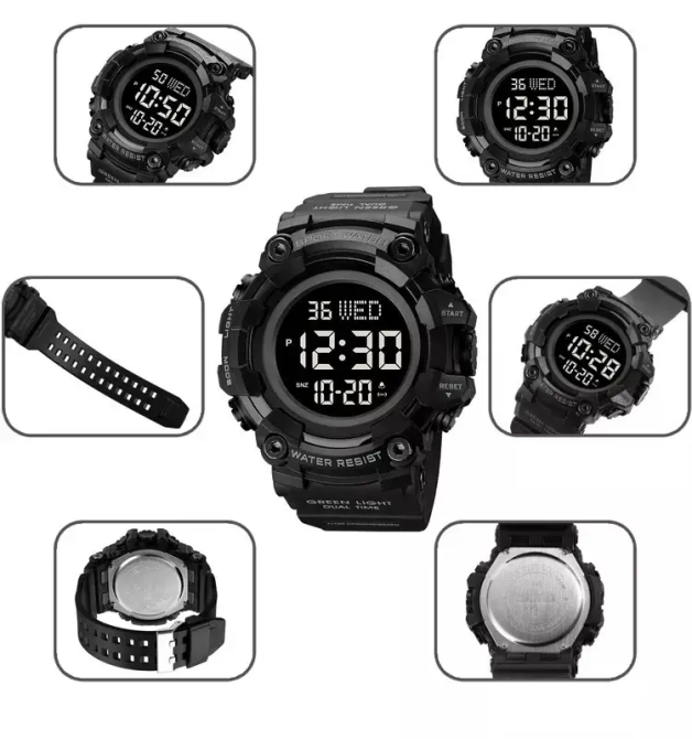 Тактичний чоловічий годинник Skmei 1968 Чорний з чорним циферблатом Київ - фото 7