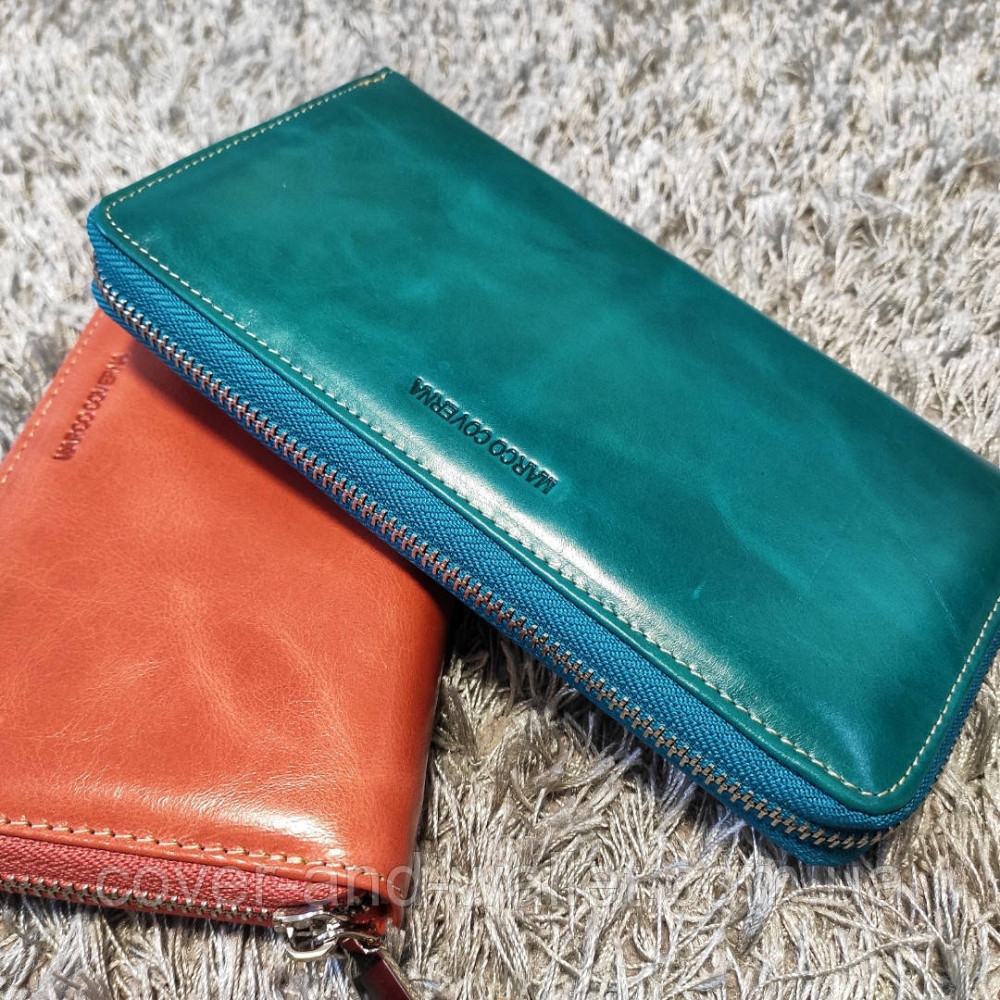 Бірюзовий шкіряний жіночий гаманець на блискавці Marco Coverna Київ - фото 1