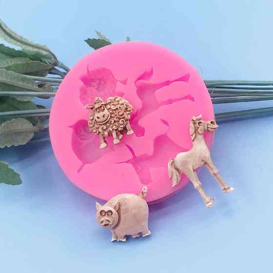 Молд силиконовый Животные 68 мм розовый Киев