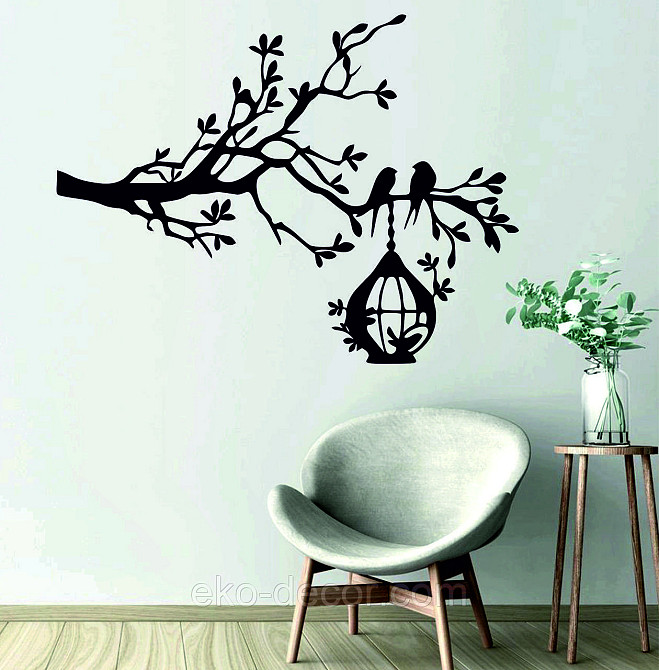 Декоративное настенное Панно «Птичка» Декор на стену 70*52 см, Черный Киев - изображение 5