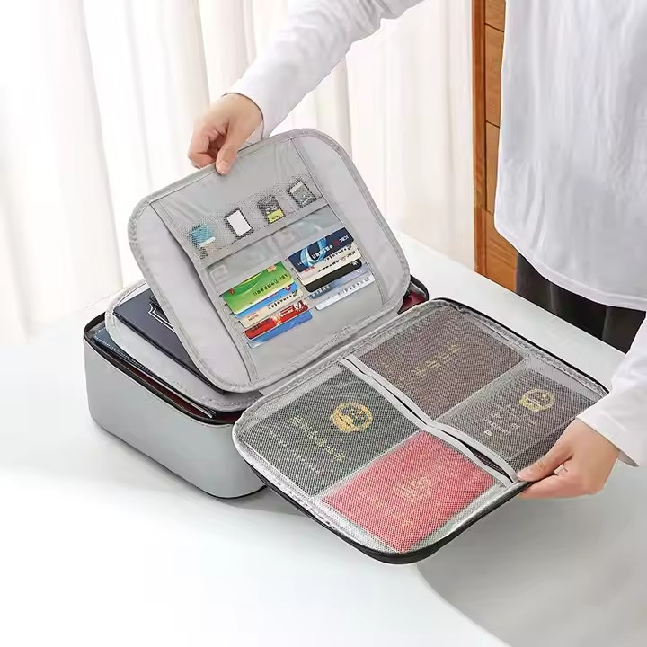 Сумка-органайзер для документов с замком с защитой от воды и огня на 3 отделения,JY-1019, серая Каменец-Подольский - изображение 5