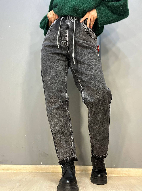 Джинсы женские Vanver 81957 МОМ на резинке шнурок утепленные батал черные, черный, 29, 29, 90 см, 120 см Киев - изображение 17