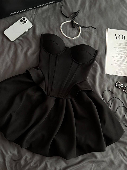 Женское романтическое платье с корсетом костюмка люкс. Черный, 42/44 Одесса - изображение 4