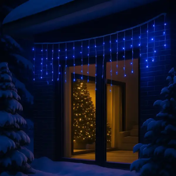 Гирлянда Бахрома 20 м, 335 LED, білий провід, синя Київ