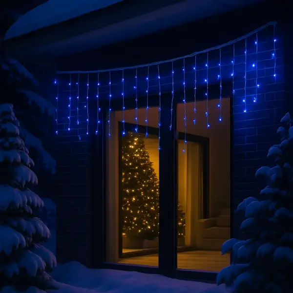 Гирлянда Бахрома 20 м, 335 LED, білий провід, синя Київ - фото 4