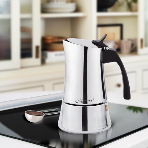 Кавоварка гейзерна 100мл (2 порції) нержавіюча сталь MR-1668-2 Espresso Moka Maestro Житомир - изображение 3