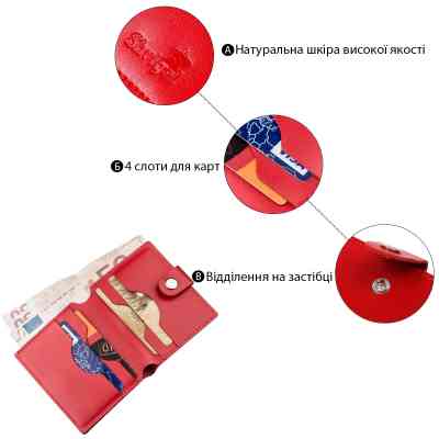 Портмоне Shvigel Кожаное Красное (16223) Винница